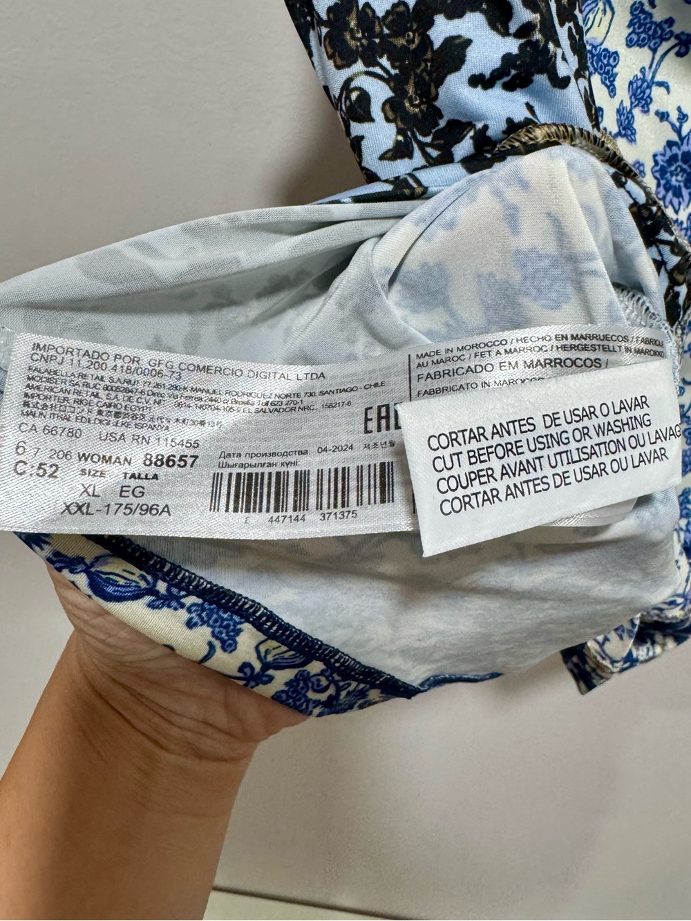 Mango NWT Finta Patchwork Floral Contrast Stitch Cami Tank Top Blue Black Size X - Picture 8 of 9